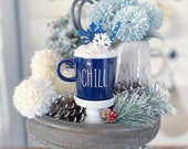Snow frosty tiered tray mini mug Christmas winter snow Hanukkah this listing is for the mug and faux topping with CHILL snowflakes
