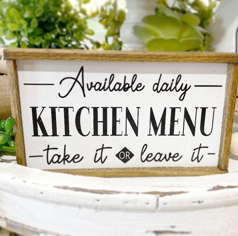 bacon my heart mini rolling pin etc Mix and match funny kitchen menu Farmhouse kitchen tiered tray black /& white EAT scrabble tiles