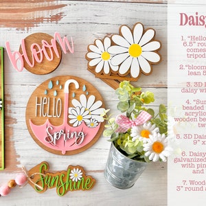 Daisy Spring set, adorable addition to your farmhouse / cottage tiered tray & hutch Dining room decor Centerpiece D62 The Set