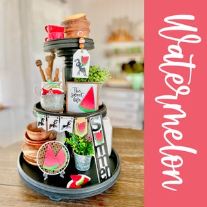 Watermelon tiered tray set! Summer decor for dining room, kitchen farmhouse, southern cottage style  W14