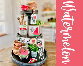 Bandeja decorativa de sandía de varios niveles, estilo casa de verano W14