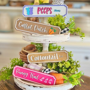 9" street signs for Easter tiered tray, coffee bar, hutch Cottontail Lane, Bunny Trail, Carrot Patch, Peeps Pkwy Z2