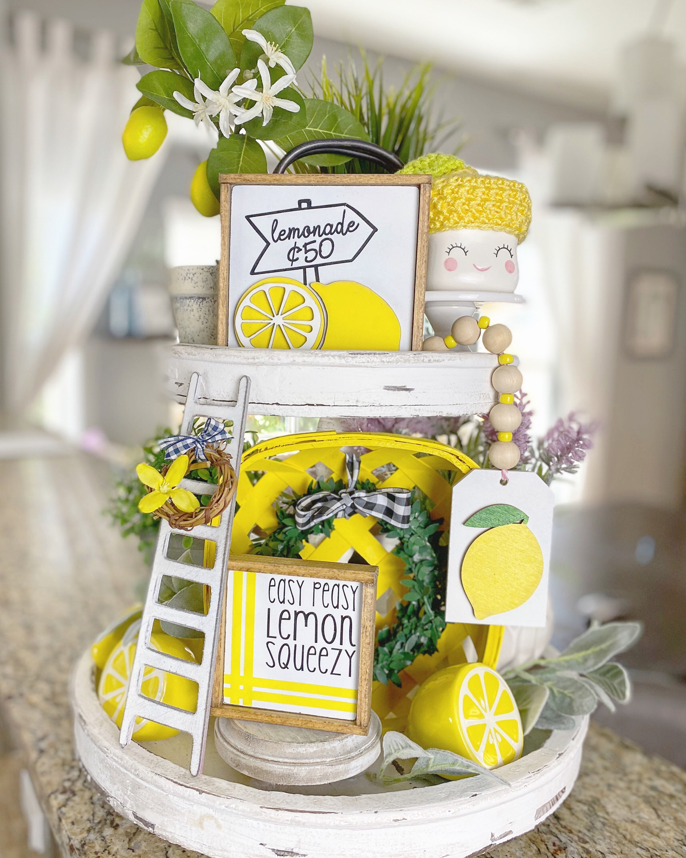 Collage Lemon Themed Tiered Tray set Visual Arts Blanks