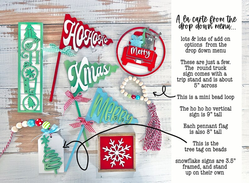 Merry and Bright buntes gestuftes Tablett, Weihnachten / Winter / rot grün und blau Vintage Retro Weihnachten C32 Bild 9