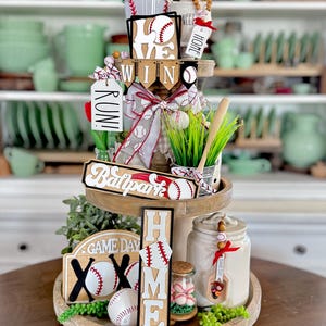 Baseball / Spring / Summer sports themed tiered tray set! Bundle info in item details, baseball party decor birthday table tee ball F70