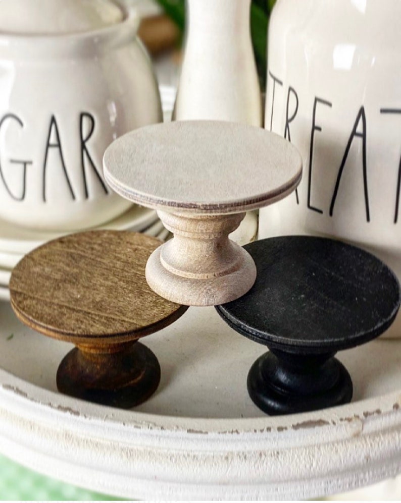 Mini wooden risers / cupcake stands, tiered tray risers. 3 wide by 2 tall white, rustic stain or black image 7