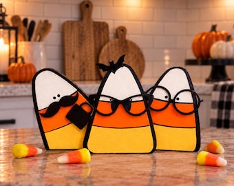 Candy Corn Halloween decor, tiered tray, vignette nerdy X01