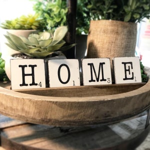 Tiered tray scrabble tiles with wooden tray. Made to order, custom / personalized / seasonal image 9