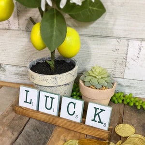 Tiered tray scrabble tiles with wooden tray. Made to order, custom / personalized / seasonal image 4