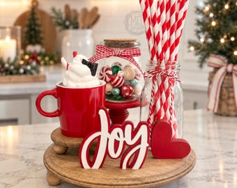 Countertop grouping display, vignette, centerpiece, mantel, Christmas themed kitchen decor X51