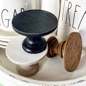 Mini wooden risers / cupcake stands, tiered tray risers. 3” wide by 2” tall white, rustic stain or black