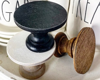 Mini wooden risers / cupcake stands, tiered tray risers. 3” wide by 2” tall white, rustic stain or black