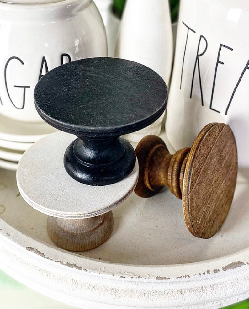 Mini wooden risers / cupcake stands, tiered tray risers. 3 wide by 2 tall white, rustic stain or black image 1