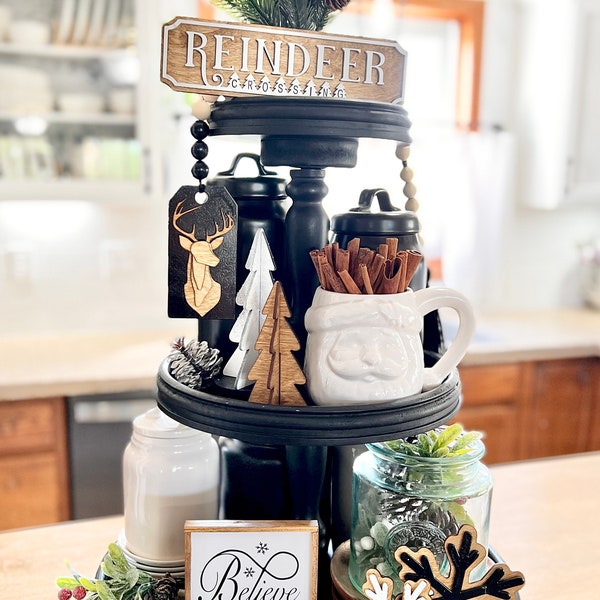 Black and White Christmas Tier Tray – Etsy