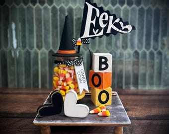 Candy Corn candy Halloween decor, tiered tray, vignette X46