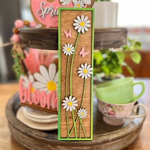 Daisy Spring set, adorable addition to your farmhouse / cottage tiered tray & hutch Dining room decor Centerpiece D62 tall daisy sign