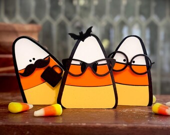 Candy Corn Halloween decor, tiered tray, vignette nerdy X01