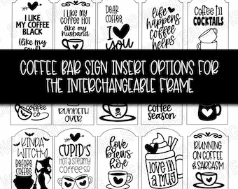 Coffee bar interchangeable sign display, vignette, tiered tray decor FRAMES SOLD SEPARATELY