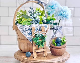 Countertop grouping display, vignette, centerpiece, mantel, blueberry themed kitchen decor X29
