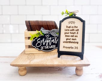 Scripture of the week interchangeable, countertop display, vignette, mantel faith decor X33