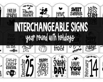 Year round interchangeable sign display, vignette, tiered tray decor FRAMES SOLD SEPARATELY