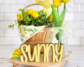 Countertop grouping display, vignette, centerpiece, mantel, lemon themed kitchen decor X02