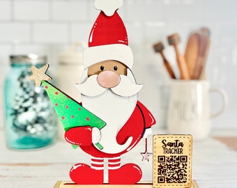 Adorable Santa tracker QR code, shelf sitter / Mantel decor Christmas decor for kids tracker count down