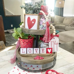 Tiered tray scrabble tiles with wooden tray. Made to order, custom / personalized / seasonal image 6