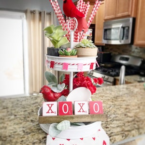 Tiered tray scrabble tiles with wooden tray. Made to order, custom / personalized / seasonal image 3