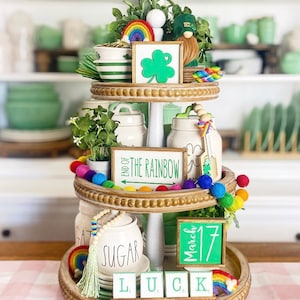 St. Patrick's Day Tiered Tray Decor Set, Shamrock Clover S11
