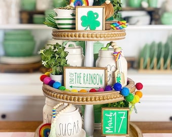 St. Patrick's Day Tiered Tray Decor Set, Shamrock Clover S11