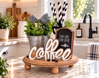 Countertop grouping display, vignette, centerpiece, mantel, farmhouse coffee and tea bar decor X19