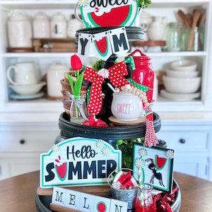 Watermelon tiered tray set! Summer decor for dining room, kitchen farmhouse, modern W69