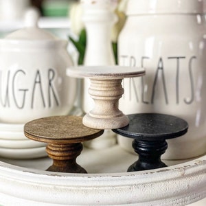Mini wooden risers / cupcake stands, tiered tray risers. 3 wide by 2 tall white, rustic stain or black image 6