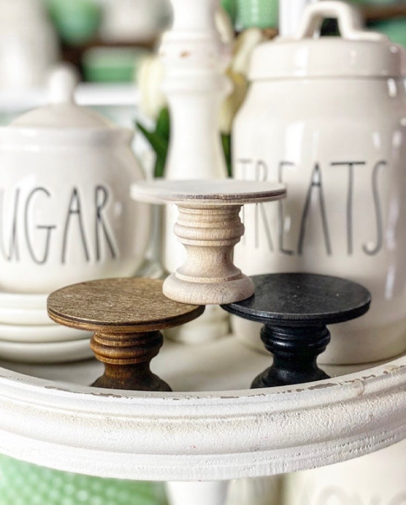 Mini wooden risers / cupcake stands, tiered tray risers. 3 wide by 2 tall white, rustic stain or black image 6