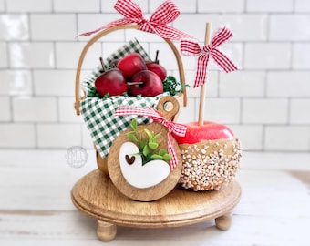 Countertop grouping display, vignette, centerpiece, coffee table, Apple fall autumn decor X09