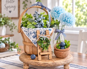Countertop grouping display, vignette, centerpiece, mantel, blueberry themed kitchen decor X29
