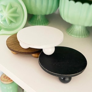 Mini wooden risers / cupcake stands, tiered tray risers. 3” wide by 1” tall white, rustic stain or black