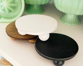 Mini wooden risers / cupcake stands, tiered tray risers. 3” wide by 1” tall white, rustic stain or black