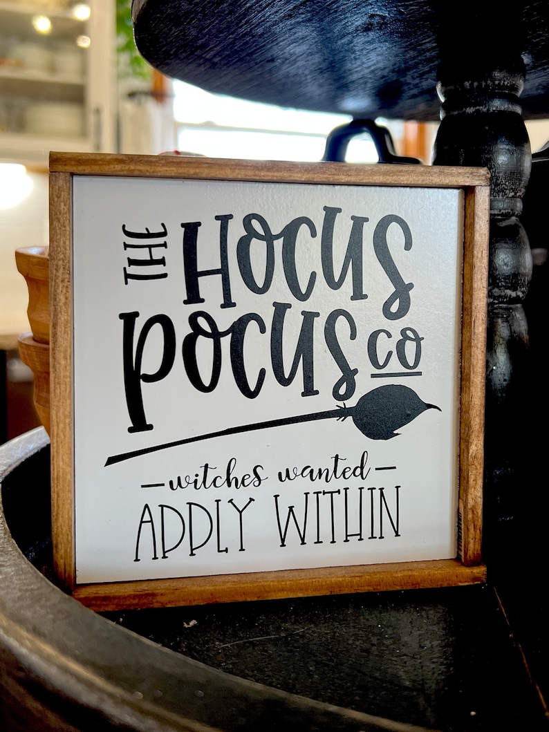 Halloween party decor, tiered tray Fall kitchen / dining room decor set H25 hocus pocus sign