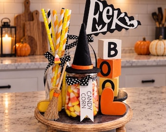 Candy Corn candy Halloween decor, tiered tray, vignette X46