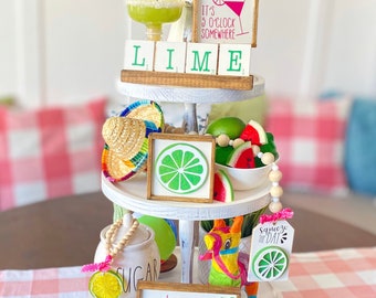 Margarita Bar Tiered Tray Decor, Cinco de Mayo