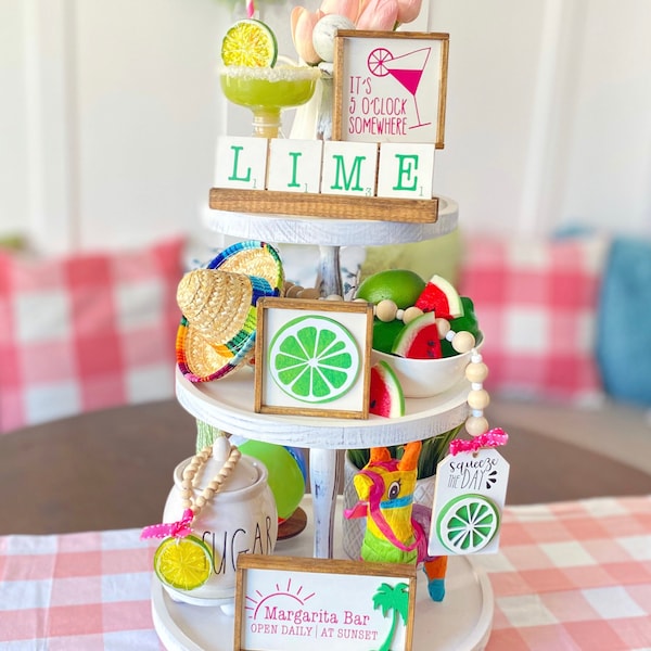 Margarita Bar Tiered Tray Decor, Cinco de Mayo