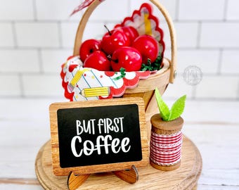 Countertop grouping display, vignette, centerpiece, coffee table, Apple teacher school themed decor X36