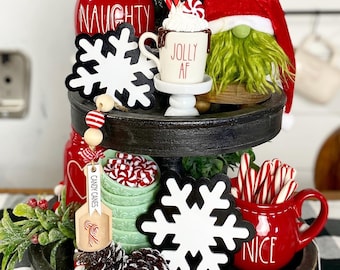 Peppermint Mocha Tiered Tray Mug, Jolly AF Faux Whip Decor