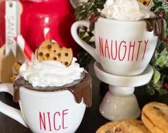 Naughty or Nice Tiered Tray Mug, Faux Whip Topping