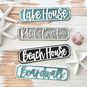 9&quot; street signs for, beach, ocean, lake house tiered tray, coffee bar, hutch Lake House, Beach House, Pacific Coast Hwy, Boardwalk
