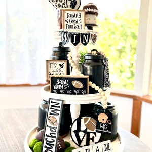 Neutral Black & white Football / fall / Thanksgiving tiered tray! Bundle info in item details, football party, football mom Super Bowl F55