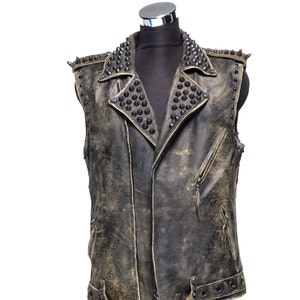 distressed leather vest