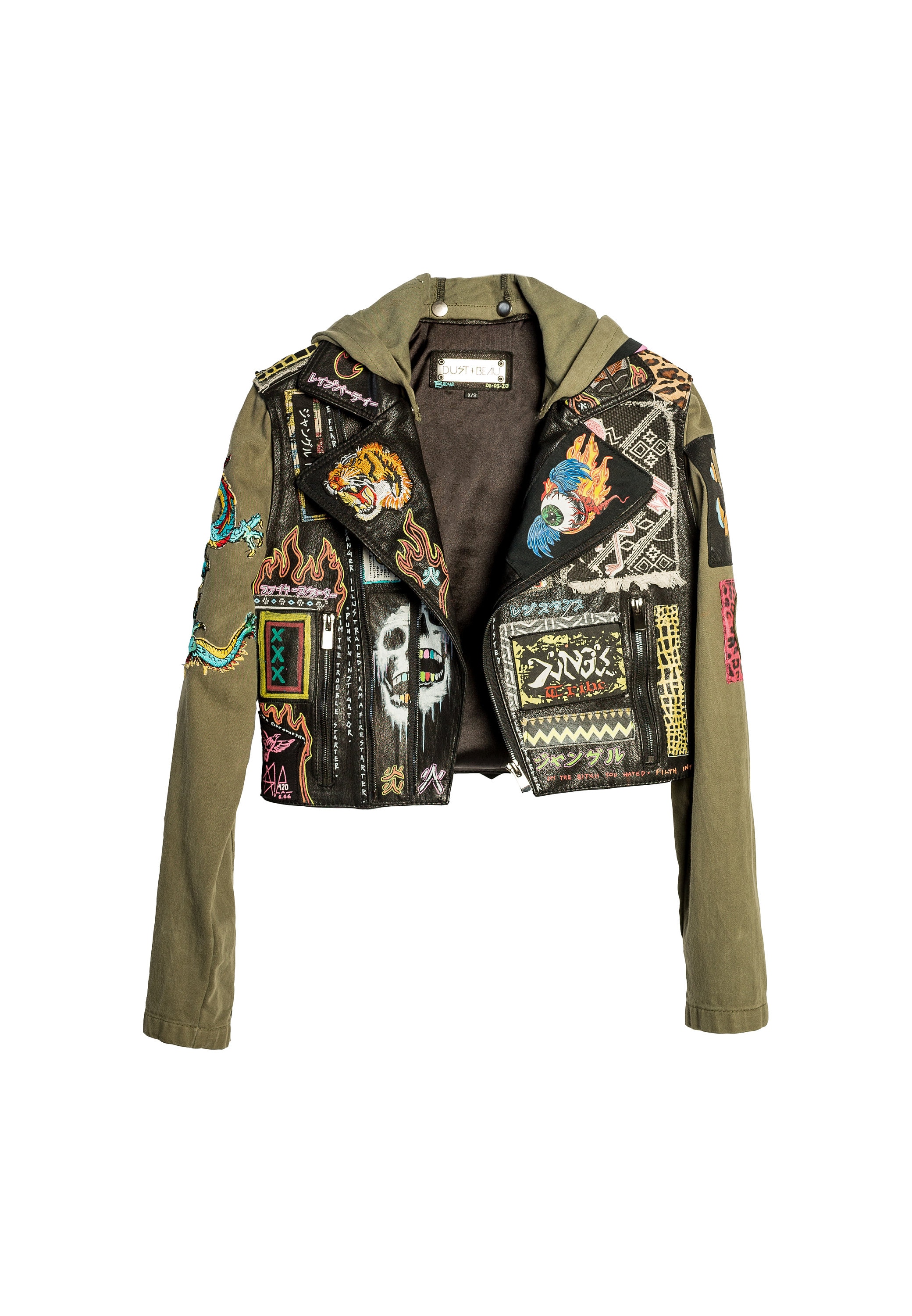 Cropped Leather Jacket Fabric Images
